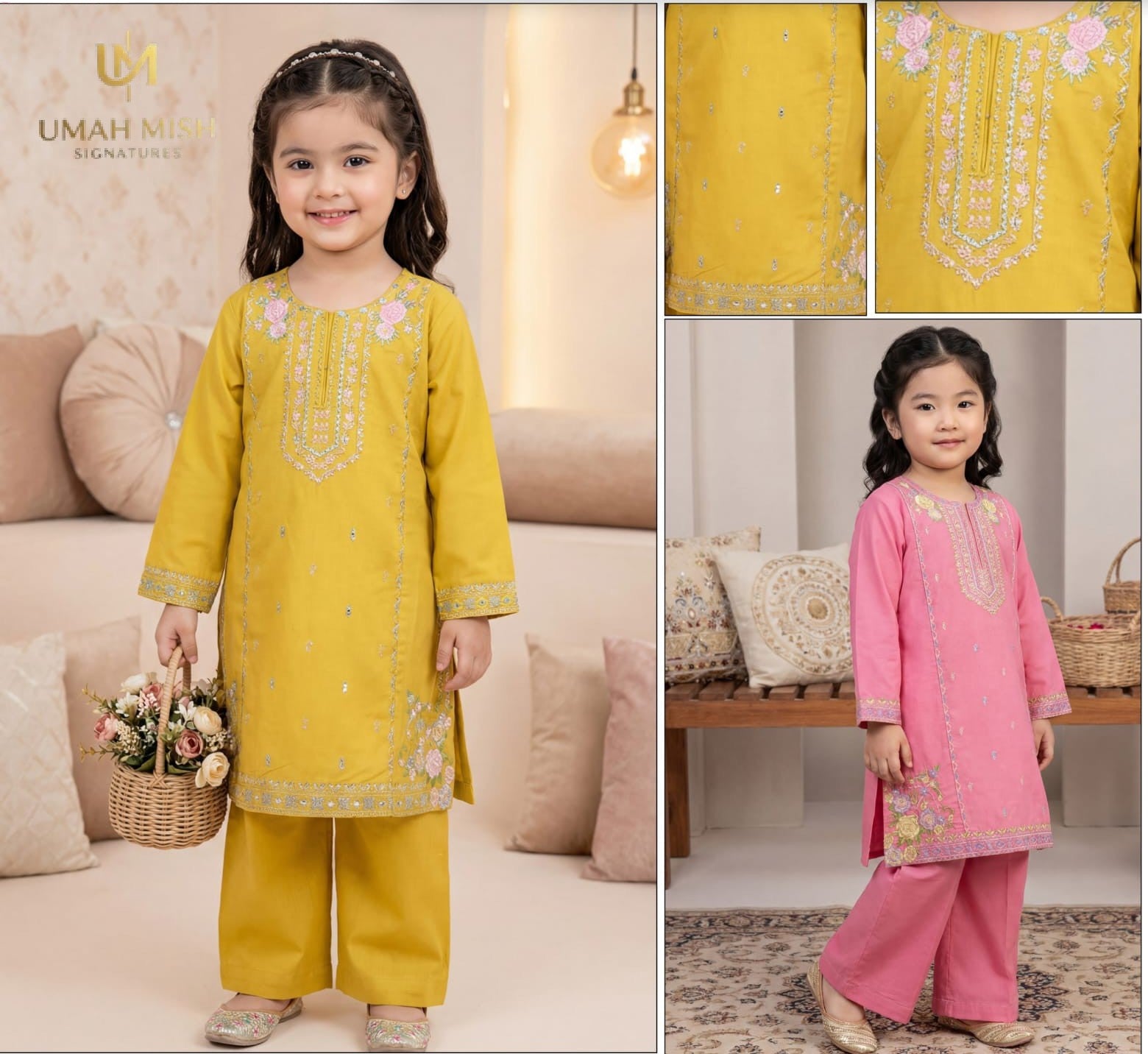 Baby girls embroidered lawn 2 piece suit