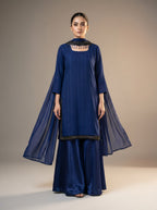 Zarqa blue chiffon garara set - styled look