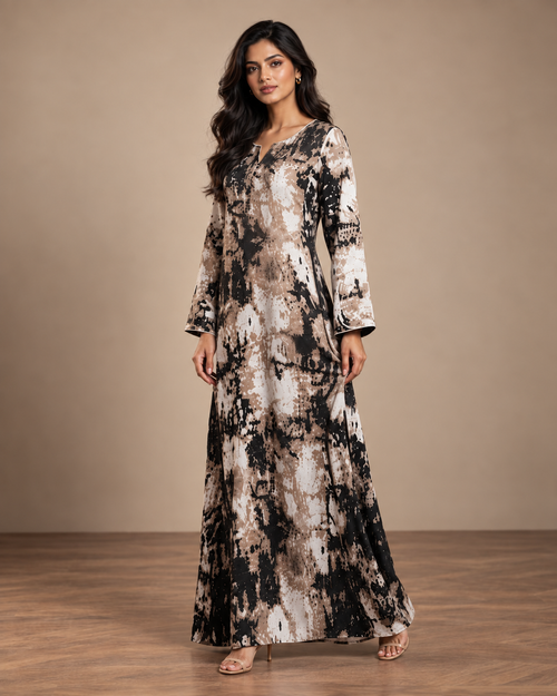 Black & Grey Cheetah Print Coat with Paper Silk Inner