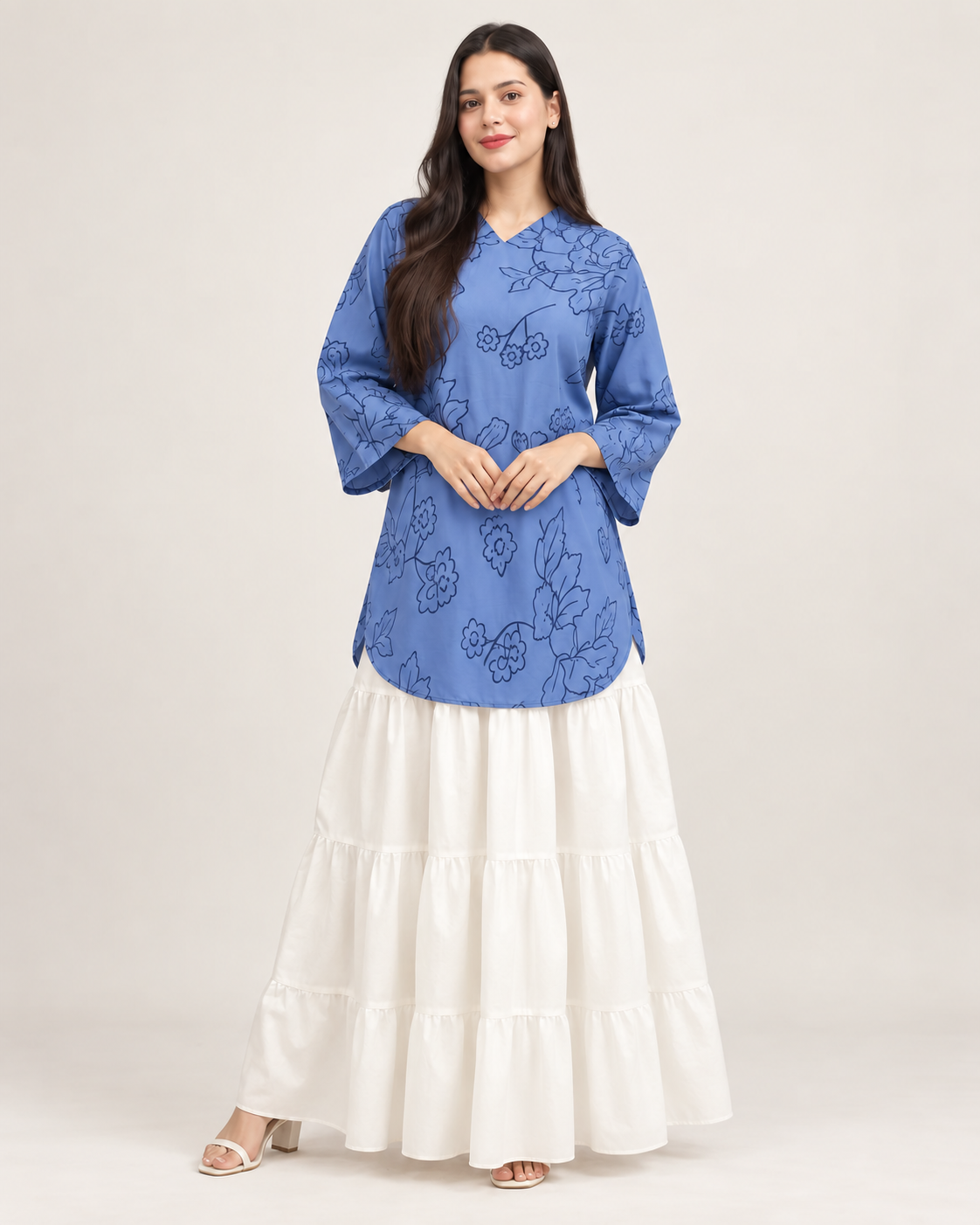 Azure Bloom Lawn Co-Ord Set