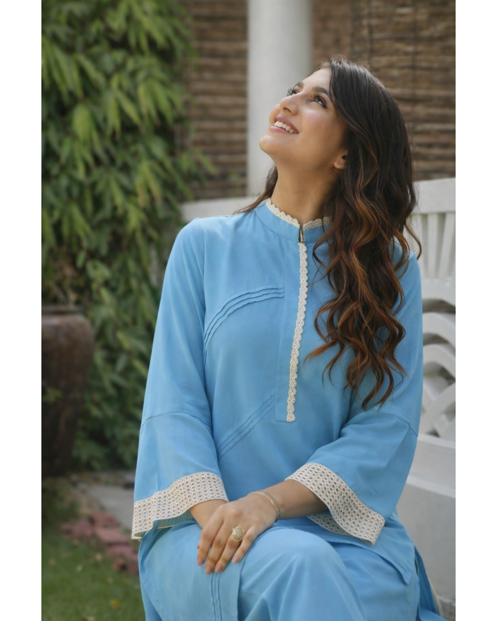 Mahrosh sky blue lawn co-ord - styled look