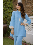 Mahrosh sky blue lawn co-ord set - front view