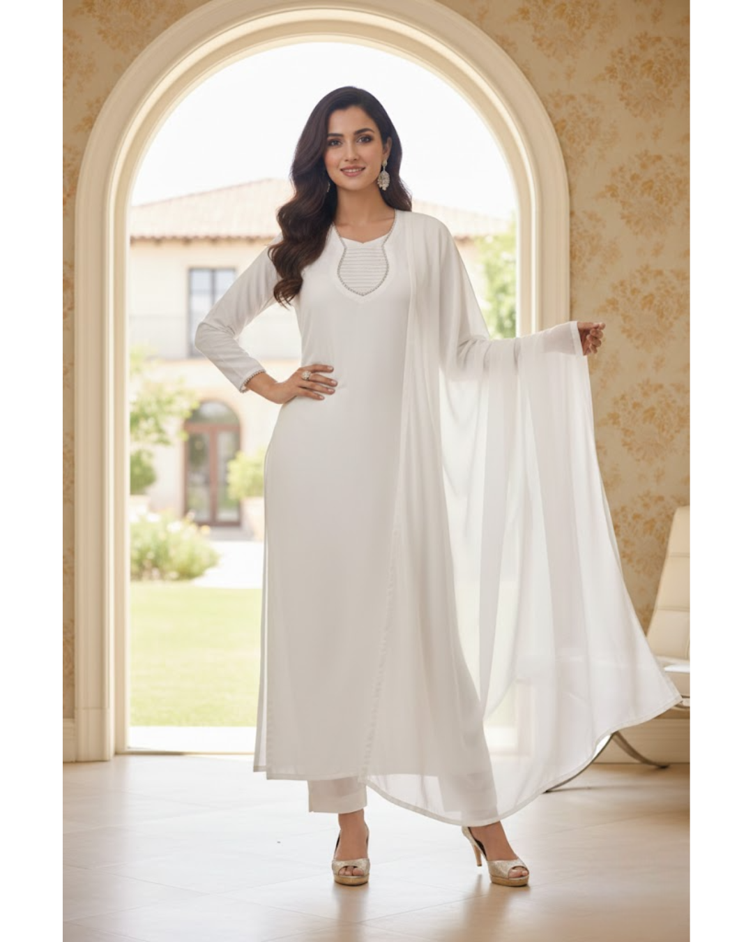 ABE NOOR – 3-Piece Pure Chiffon Stitched Suit