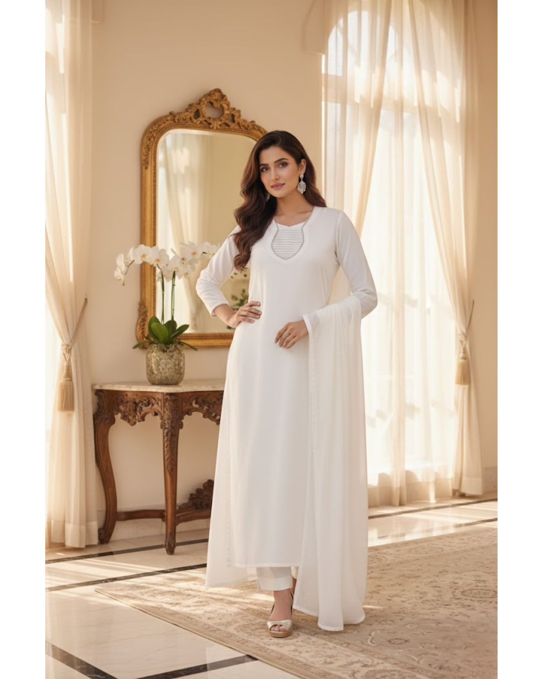 ABE NOOR – 3-Piece Pure Chiffon Stitched Suit