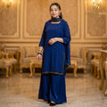 Zarqa blue embroidered chiffon garara set - front view