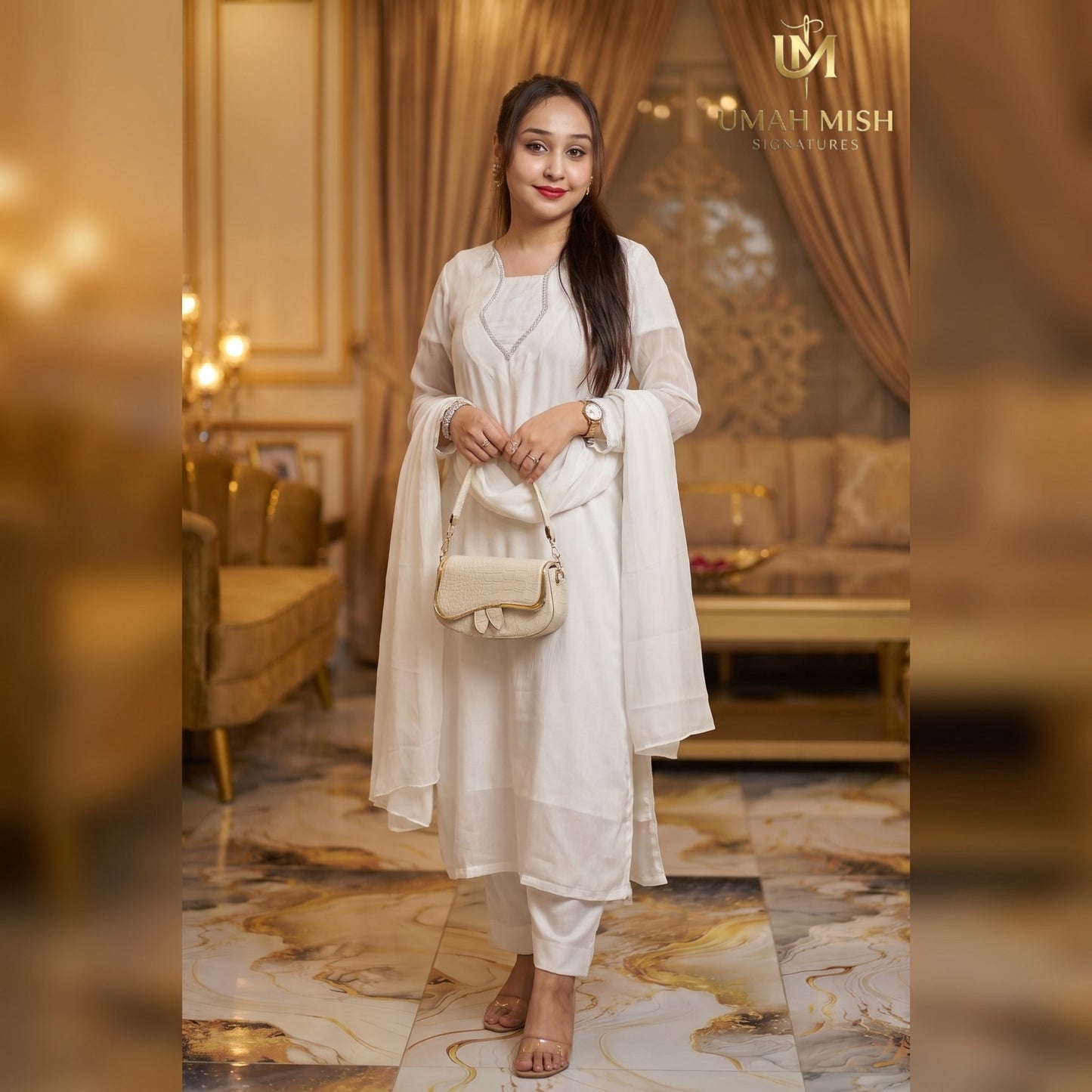 ABE NOOR – 3-Piece Pure Chiffon Stitched Suit